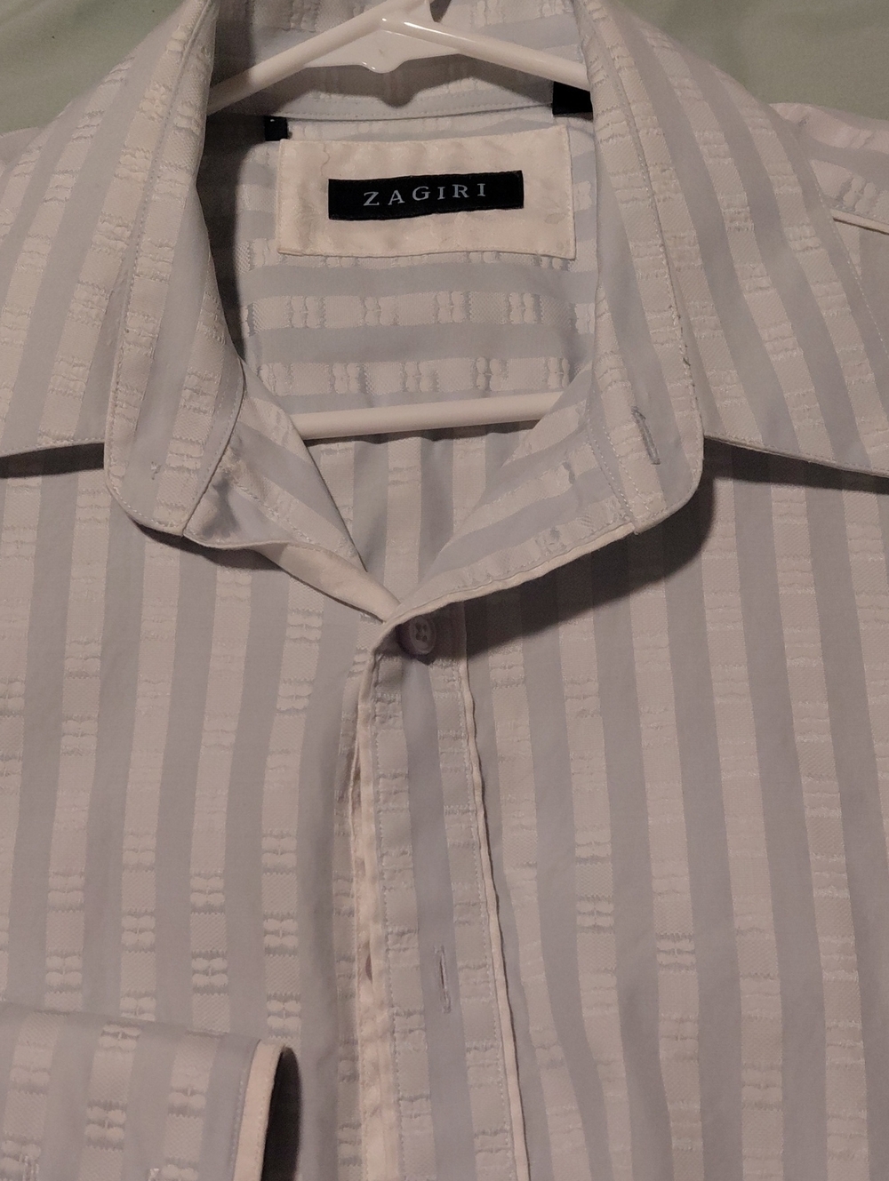Zagiri White Textured Stripe Men's Button-Down Shirt